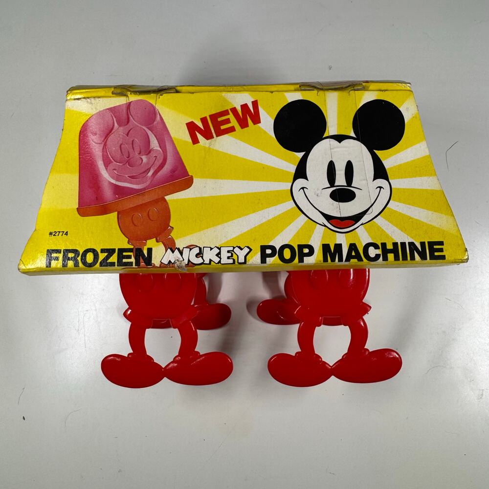 Vintage Disney Frozen Mickey Mouse Pop Machine 4 Ice Dessert Molds Red New